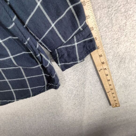 Catherines Button Down Shirt Womens Size 1X Navy Blue Beaded Long Sleeve Grid - Picture 5 of 12